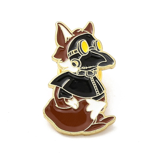

PandaHall Plague Doctor Enamel Pin, Golden Alloy Animal Brooch for Clothes Backpack, Fox Pattern, 30x18x1.5mm Alloy+Enamel Fox