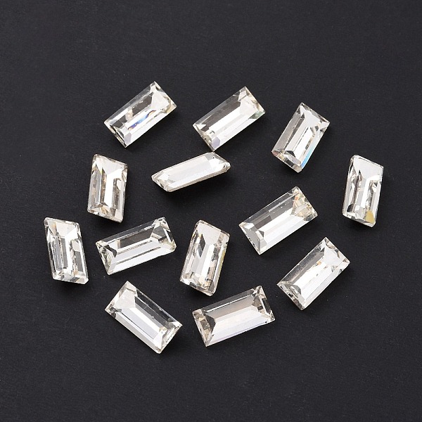 

PandaHall Glass Rhinestone Cabochons, Pointed Back & Silver Back Plated, Rectangle, Crystal, 10x5x3mm Glass Rhinestone Rectangle Clear