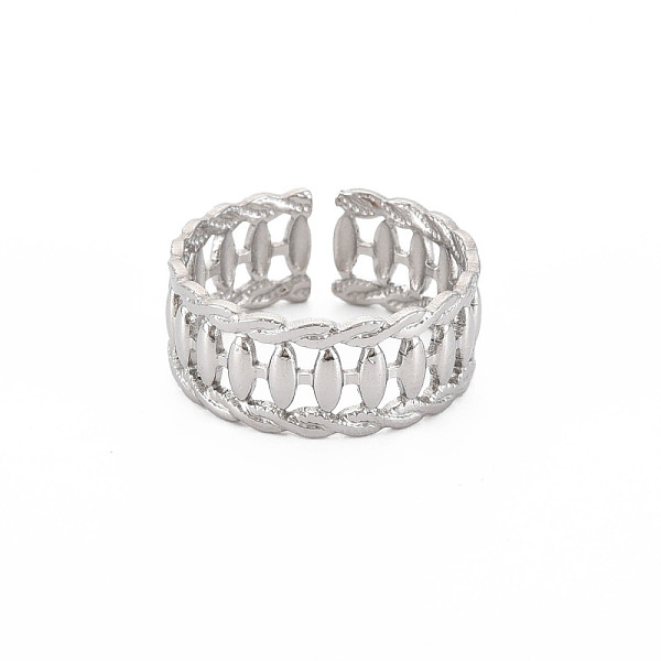 

PandaHall 304 Stainless Steel Oval Wrap Open Cuff Ring for Women, Stainless Steel Color, US Size 9 1/4(19.1mm) 304 Stainless Steel