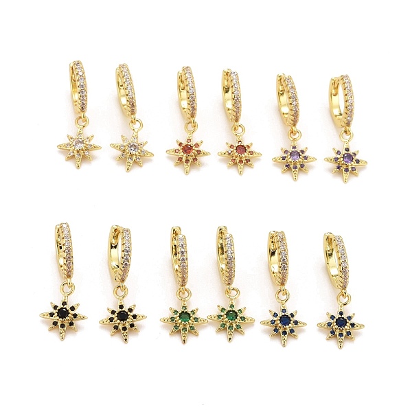 

PandaHall Rack Plating Brass Micro Pave Cubic Zirconia Huggie Hoop Earrings, Dangle Earing, Long-Lasting Real 18K Gold Plated, Lead Free &..., Multicolor