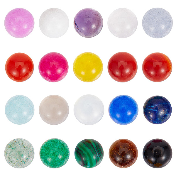 

PandaHall HOBBIESAY 40Pcs 20 Styles Mixed Gemstone Cabochons, Half Round/Dome, Mixed Dyed and Undyed, 6x3~4mm, 2pcs/style Mixed Stone Half...