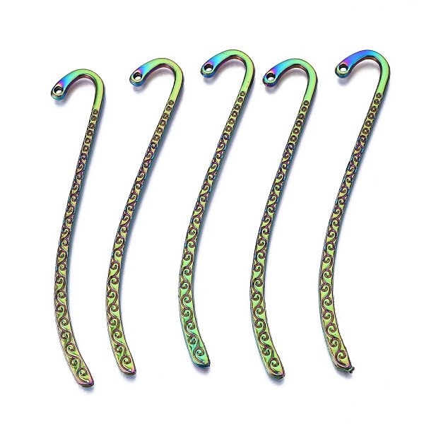 

PandaHall Alloy Bookmarks, Cadmium Free & Nickel Free & Lead Free, Rainbow Color, 86x14x2mm, Hole: 1.2mm Alloy