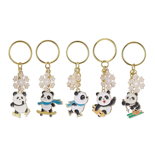 

PandaHall Snowflake & Panda Alloy Enamel Pendant Keychains, with Iron Split Key Rings, Golden, 8.1~82cm, Pendant: 27~30x20~27x1.3~1.7mm...