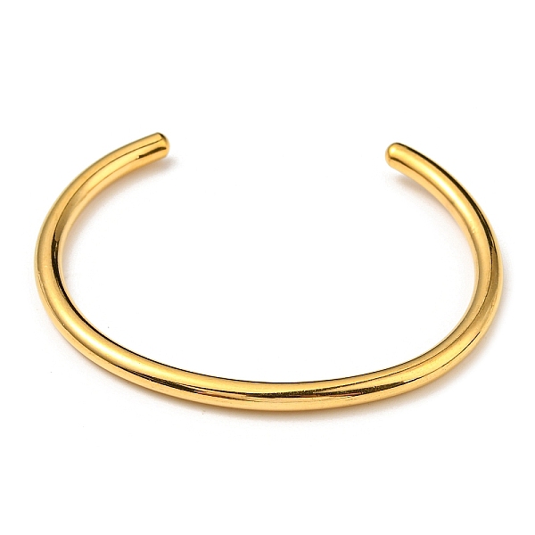 

PandaHall Ion Plating(IP) 304 Stainless Steel Simple Thin Cuff Bangles, Real 18K Gold Plated, Inner Diameter: 1-7/8x2-1/4 inch(4.8x5.7cm)...