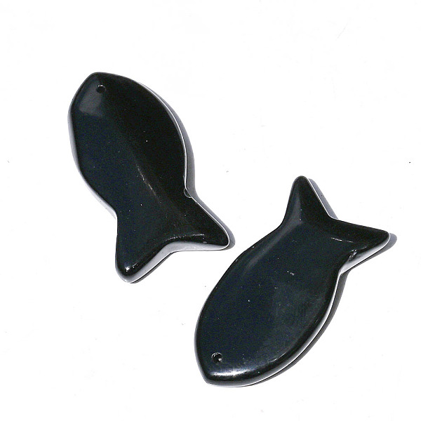 

PandaHall Natural Obsidian Pendants, Fish Charms, 38x20mm Obsidian Fish