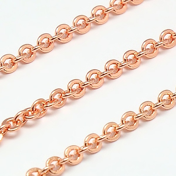 

PandaHall Electroplate Brass Cable Chains, Soldered, Flat Oval, Rose Gold, 3x2.5x0.5mm Brass