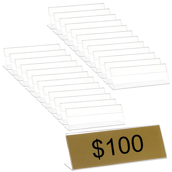 

PandaHall Acrylic Slant Back Price Frame, L-shaped Sign Display Holder, Exhibition Accessories, Clear, 4.85x15x2.9cm Acrylic None Clear