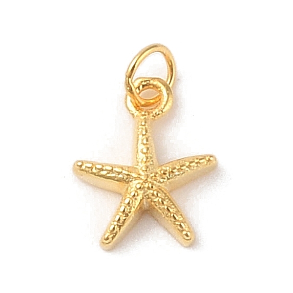 

PandaHall 925 Sterling Silver Starfish Charms, with Jump Rings & 925 Stamp, Golden, 8x6.4x2mm, Hole: 1.6mm Sterling Silver Starfish