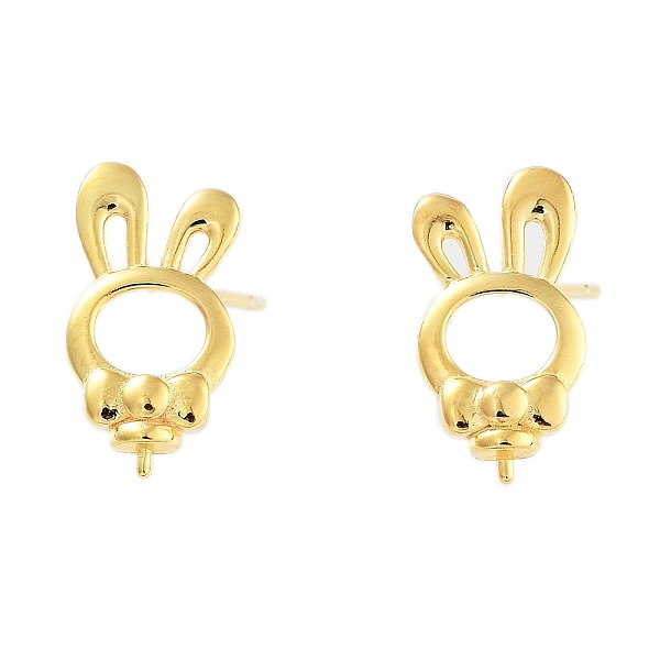 

PandaHall 925 Sterling Silver Stud Earrings Findings, Rabbit with Bowknot , Real 18K Gold Plated, 15x8mm, Pin: x11mm and 0.6mm Sterling...