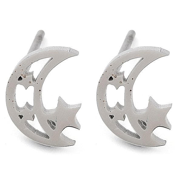 

PandaHall 304 Stainless Steel Stud Earrings, Stainless Steel Color, Moon, 9.5x7mm 304 Stainless Steel Moon