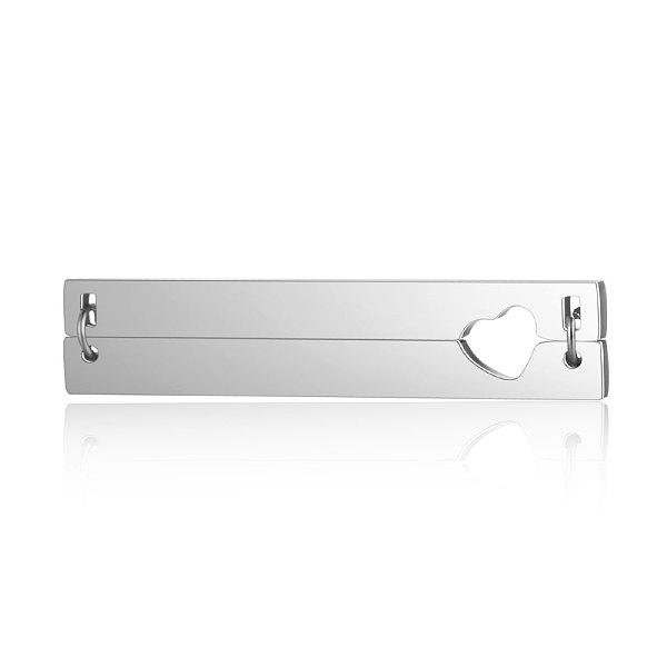 

PandaHall 201 Stainless Steel Connector Charms, Rectangle Links with Heart, Stainless Steel Color, 40x8x1.5mm 201 Stainless Steel Rectangle