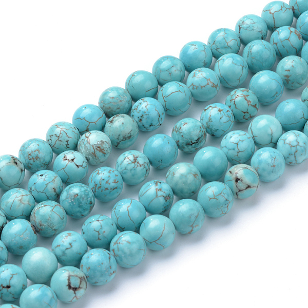 

PandaHall Synthetic Green Turquoise Beads Strands, Round, Dyed, 6~6.5mm, Hole: 1mm, about 63pcs/strand, 15.5 inch Synthetic Turquoise Round