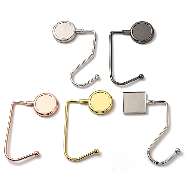 

PandaHall Zinc Alloy Bag Hangers, Purse Hooks with Right Angled/S-shaped Hook, Round/Square, Mixed Color, 9.9~11.6x7.1~8.3x3.55~3.85cm...