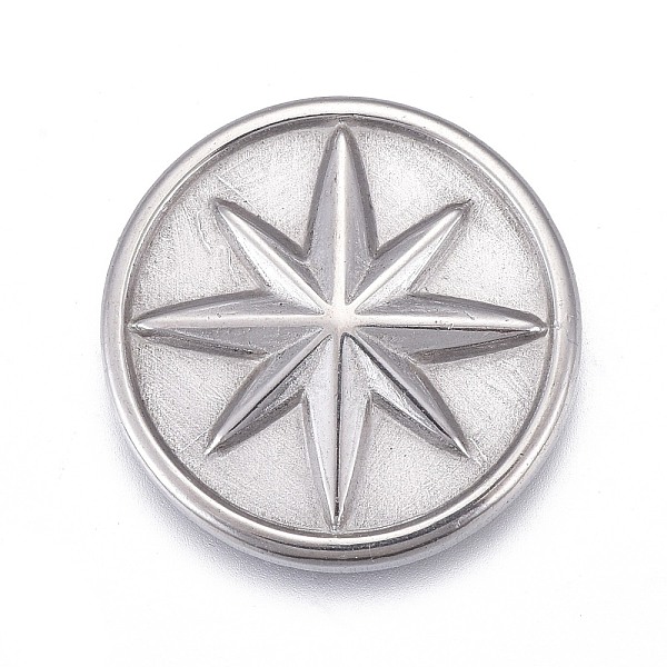 

PandaHall 304 Stainless Steel Cabochons, Flat Round with Eight Pointed Star, Stainless Steel Color, 18x2.5mm 304 Stainless Steel Flat Round