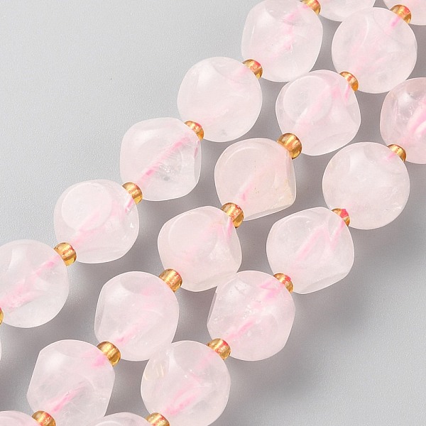 

PandaHall Natural Madagascar Rose Quartz Beads Strands, with Seed Beads, Six Sided Celestial Dice, Faceted, 10~10.5x10~10.5mm, Hole: 1mm...
