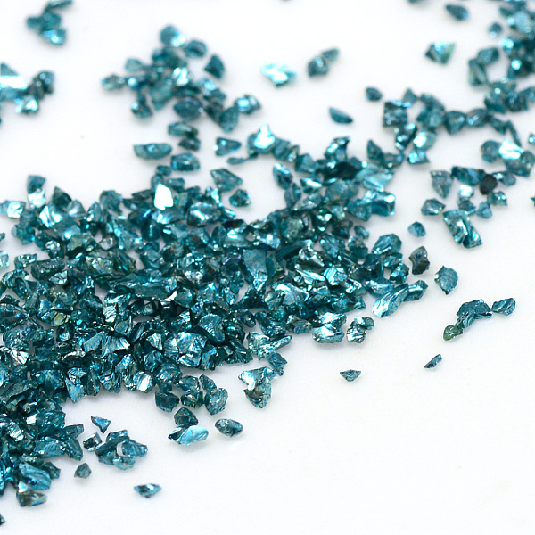 

PandaHall Piezo Glass Beads, No Hole Beads, Chip, Dark Cyan, 1~1.5x1~1.5mm, about 440~450g/bag Glass Chip Cyan
