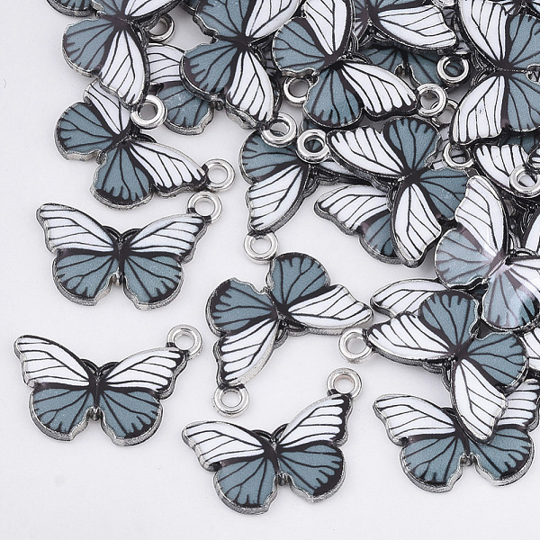 

PandaHall Printed Alloy Pendants, with Enamel, Butterfly, Platinum, White, 13x20x2mm, Hole: 1.6mm Alloy Rhinestone+Enamel Butterfly White