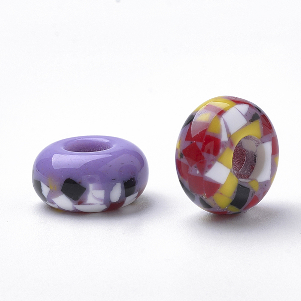 

PandaHall Resin Beads, Large Hole Beads, Rondelle, Lilac, 14x7.5~8mm, Hole: 5.5mm Resin Rondelle Purple