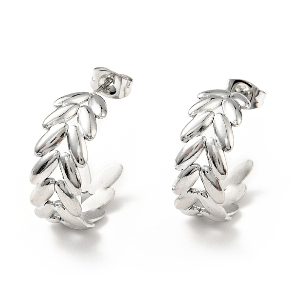 

PandaHall Leaf Wrap Stud Earrings, 304 Stainless Steel Half Hoop Earrings for Women, Stainless Steel Color, 20.5x22x8mm, Pin: 0.8mm 304...