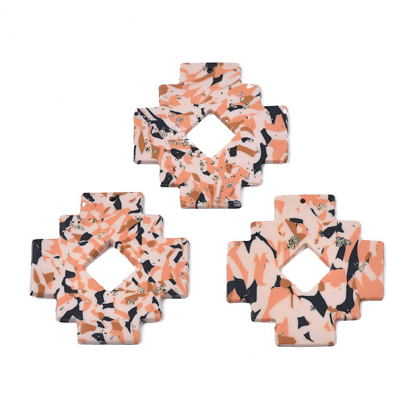 

PandaHall Handmade Polymer Clay Pendants, with Silver Foil, Stacking Puzzle, Light Salmon, 39.5~40x39.5x2.5~3mm, Hole: 1.8mm Polymer Clay...