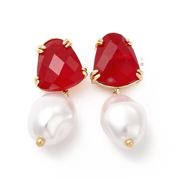 

PandaHall Teardrop Rack Plating Brass Glass Dangle Stud Earrings for Women, with Plastic Bead, Long-Lasting Plated, Lead Free & Cadmium Free...