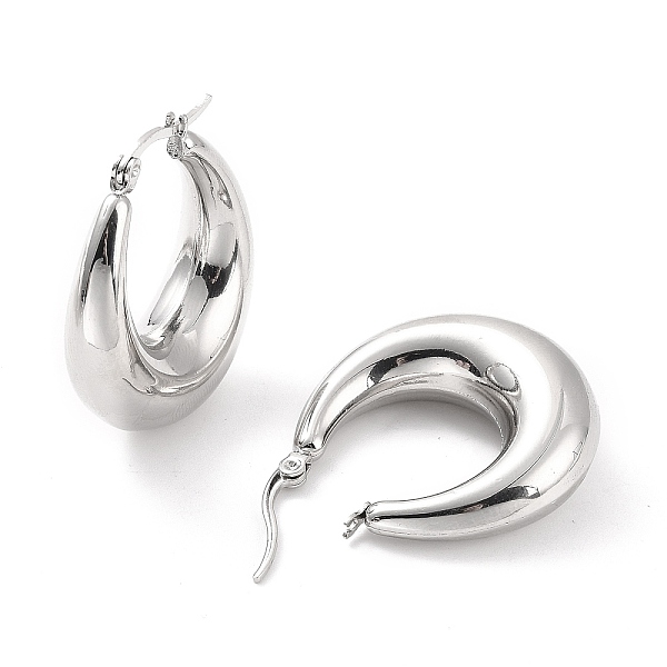 

PandaHall 304 Stainless Steel Chunky Hoop Earrings for Women, Stainless Steel Color, 32x28x10mm, Pin: 0.6mm 304 Stainless Steel Ring