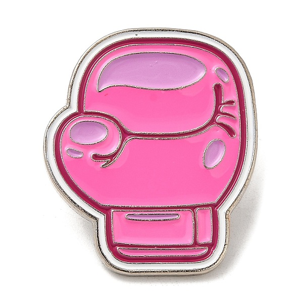 PandaHall Pink Series Enamel Pins, Platinum Tone Alloy Brooches for Clothes Backpack Women, Gloves, 30x25.5x1.5mm Alloy+Enamel Clothes