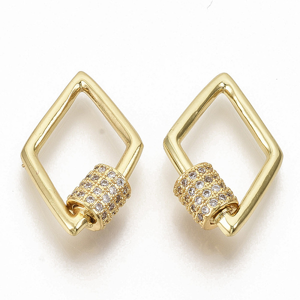 

PandaHall Brass Micro Pave Clear Cubic Zirconia Screw Carabiner Lock Charms, for Necklaces Making, Rhombus, Real 16K Gold Plated...
