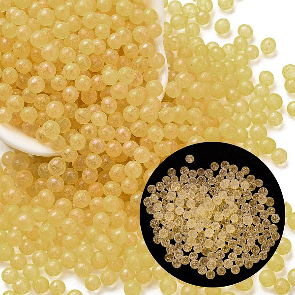 

PandaHall Luminous Glow in the Dark Transparent Glass Round Beads, No Hole/Undrilled, Gold, 5mm, about 2800Pcs/bag Glass Round Gold