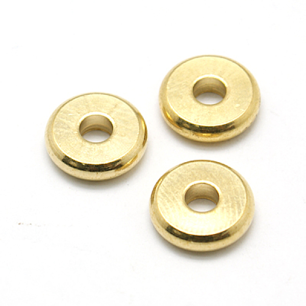 

PandaHall Brass Spacer Beads, Disc, Disk Beads, Golden, 10x2.5mm, Hole: 3mm Brass Disc