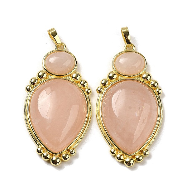 

PandaHall Natural Rose Quartz Pendants, Teardrop Charms with Rack Plating Golden Tone Brass Findings, Cadmium Free & Lead Free...