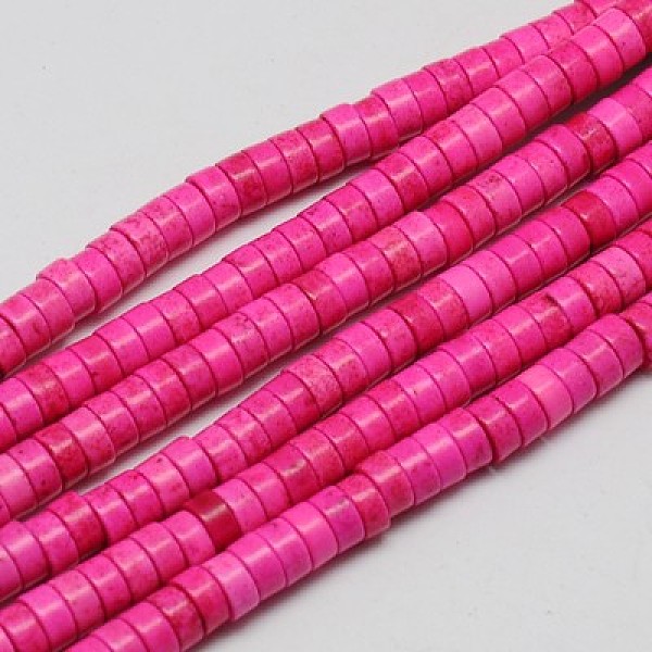 

PandaHall Synthetic Turquoise Beads Strands, Heishi Beads, Dyed, Flat Round/Disc, Deep Pink, 5x3mm, Hole: 1mm, about 145pcs/strand, 15.75...