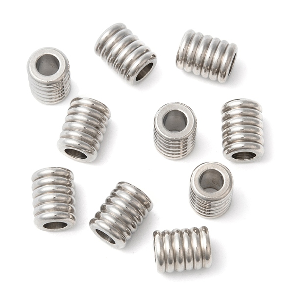 

PandaHall 304 Stainless Steel Beads, Grooved Beads, Column, Stainless Steel Color, 11x14mm, Hole: 6mm 304 Stainless Steel Column