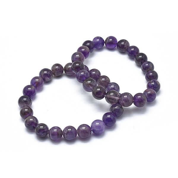 

PandaHall Natural Amethyst Bead Stretch Bracelets, Round, 2-1/8 inch~2-3/8 inch(5.5~6cm), Bead: 8mm Amethyst