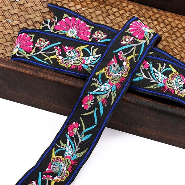 

PandaHall 6.8M Ethnic Style Polyester Jacquard Bird Ribbon, Clothes Decoration, Black, 1-1/4 inch(33mm), about 7.44 Yards(6.8m)/Roll...