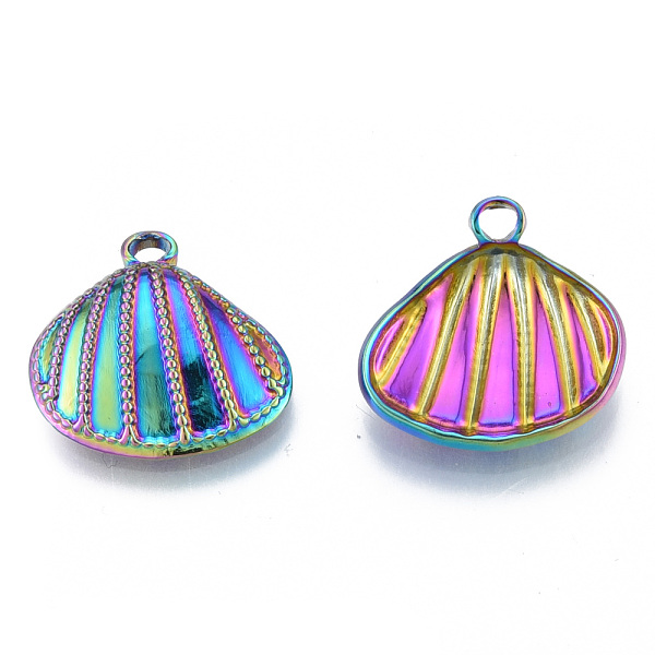 

PandaHall Ion Plating(IP) 304 Stainless Steel Pendants, Shell Shape, Rainbow Color, 21.5x22x4.5mm, Hole: 3mm 304 Stainless Steel Shell Shape