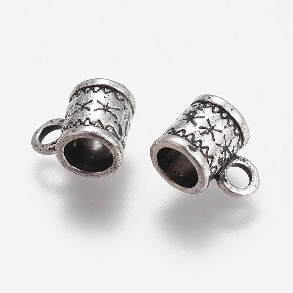 

PandaHall Tibetan Style Hangers, Bail Beads, Lead Free & Cadmium Free & Nickel Free, Column, Antique Silver Color, 11x8x6mm, Hole: 2mm...