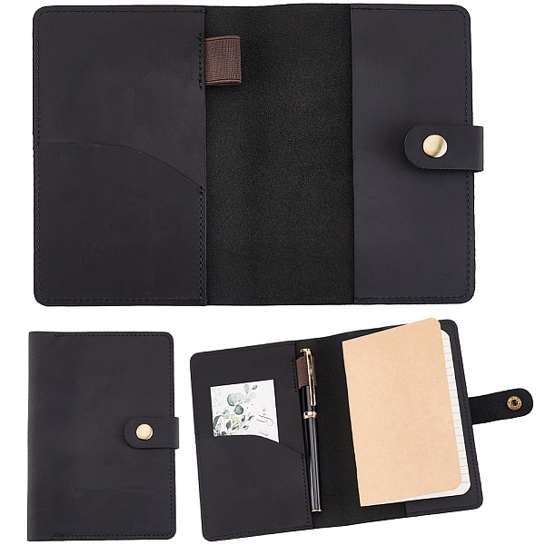 Rectangle Leather Card Holder with Metal Snap Button