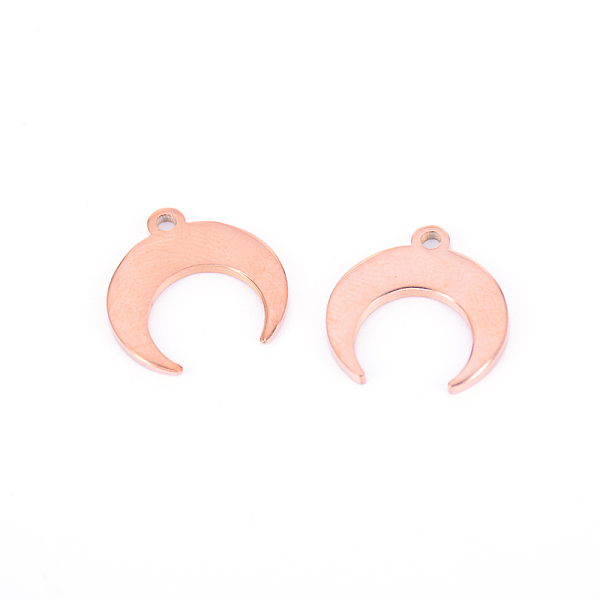

PandaHall Stainless Steel Pendants, Laser Cut, Crescent/Double Horn, Rose Gold, 15.5x15x1.5mm, Hole: 1.6mm Stainless Steel Moon