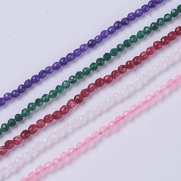 

PandaHall Natural White Jade Beads Strands, Faceted, Round, Mixed Color, 3~3.5x2.5~3mm, Hole: 0.3mm, about 114~141pcs/strand, 15.1~16.4 inch..., Multicolor