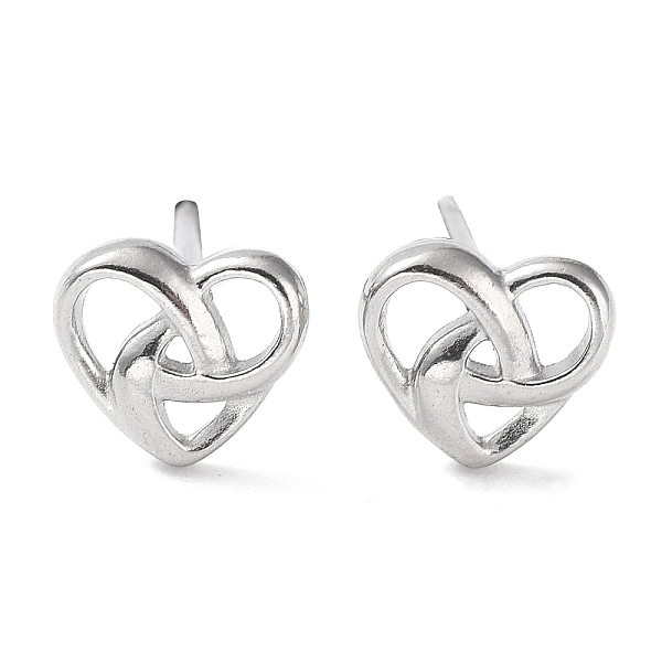 

PandaHall 304 Stainless Steel Stud Earrings, Hollow Heart, Stainless Steel Color, 7x6.5mm 304 Stainless Steel Heart
