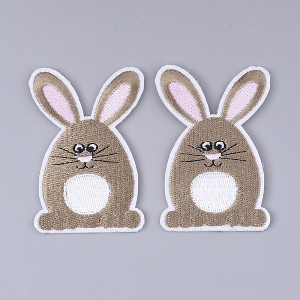 PandaHall Bunny Computerized Embroidery Cloth Iron on/Sew on Patches, Appliques, Costume Accessories, Big Rabbit, Camel, 71x45x1.5mm Cloth...