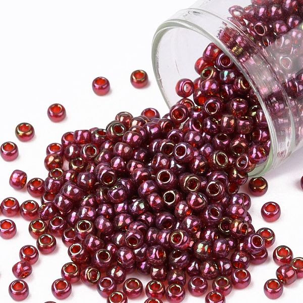 

PandaHall TOHO Round Seed Beads, Japanese Seed Beads, (331) Gold Luster Wild Berry, 8/0, 3mm, Hole: 1mm, about 222pcs/bottle, 10g/bottle..., Red