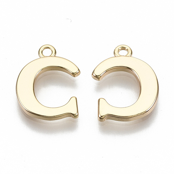 

PandaHall Brass Charms, Nickel Free, Letter, Real 18K Gold Plated, Letter.C, C: 13x10x1.5mm, Hole: 1.2mm Brass Letter C
