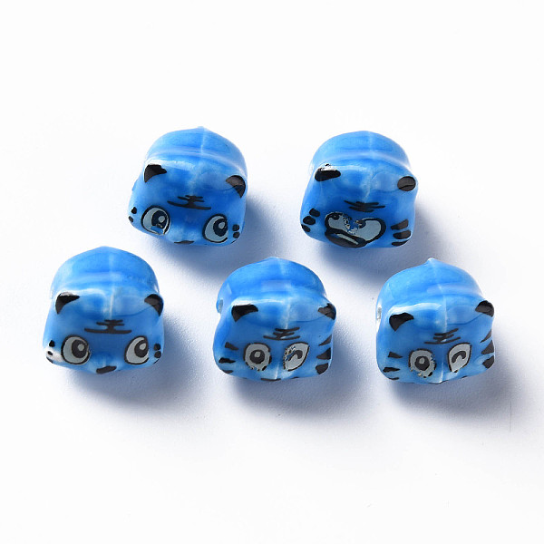 

PandaHall Handmade Porcelain Beads, Famille Rose Style, Tiger, Royal Blue, about 12x10.5x11mm, Hole: 1.8mm Porcelain Tiger