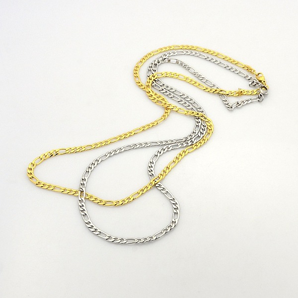

PandaHall Men's Casual Style 304 Stainless Steel Figaro Chain Necklaces, with Lobster Claw Clasps, Mixed Color, 23.6 inch(59.9cm) 304...