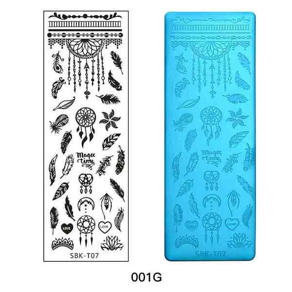 

PandaHall Stainless Steel Nail Art Stamping Plates, Nail Image Templates, Rectangle with Feather Pattern, Stainless Steel Color, 120x40mm...