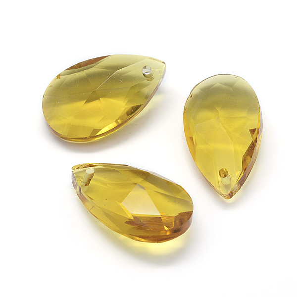 

PandaHall Faceted Glass Pendants, Teardrop, Yellow, 22x13x8.5mm, Hole: 1mm Glass Teardrop Yellow