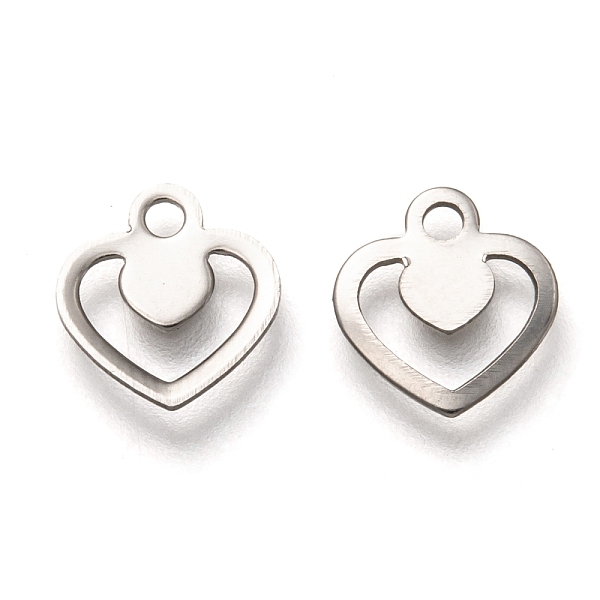 

PandaHall 201 Stainless Steel Charms, Laser Cut, Heart, Stainless Steel Color, 9.5x9x0.8mm, Hole: 1.5mm 201 Stainless Steel Heart