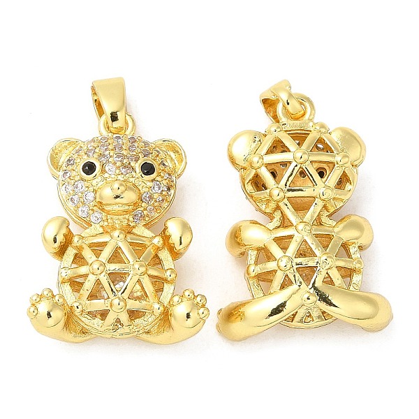 

PandaHall Rack Plating Brass Micro Pave Cubic Zirconia Pendants, Cadmium Free & Lead Free, Bear, Real 18K Gold Plated, 24x17.5x7mm, Hole..., Clear